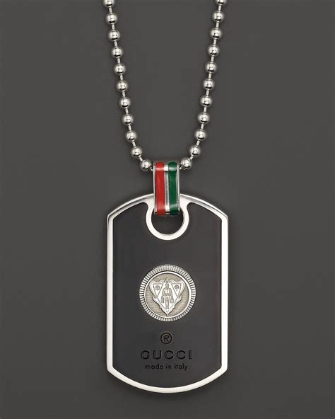 gucci dog tag necklace sterling silver|gucci dog tag necklace men's.